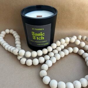 9oz Coconut Wax Candle- Honey, Tobacco & Vanilla titled Basic B*tch 60 Hour Burn